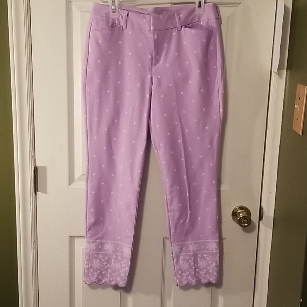 Old Navy Light Purple Patterned Pixie Pants 8